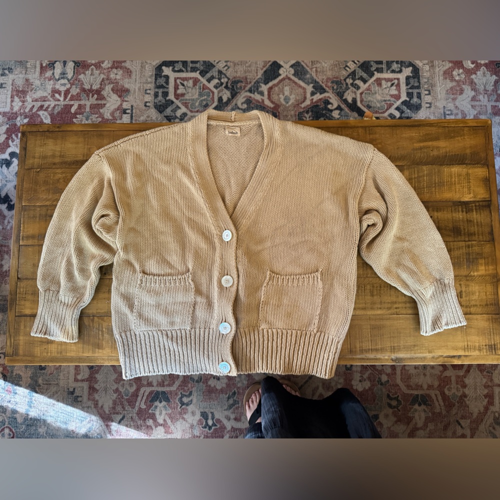 Babaa No 16 cotton cardigan in Clay Pot
